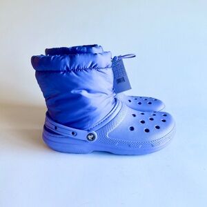 New Crocs Lavender Rubber, Nylon, Fur Lining Ankle Rain Boots size 11